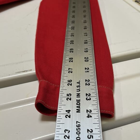 Guess Women's Denim Jacket Medium Vtg Red Jean Pockets Trucker Biker 90's Y2K - Picture 10 of 10